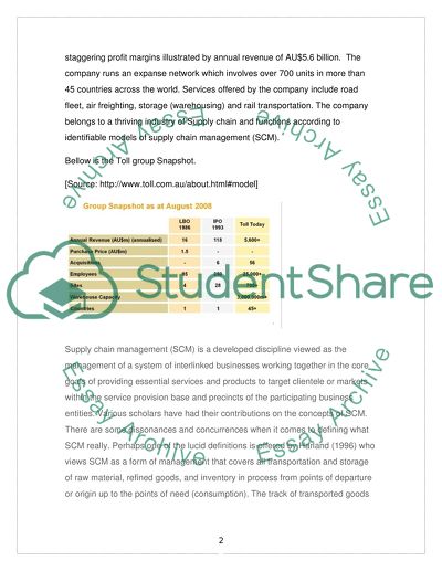 Internal analysis on Toll Singapore