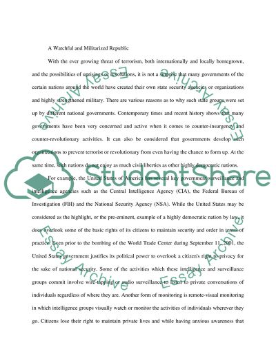 A Model for a State Surveillance and Militarization