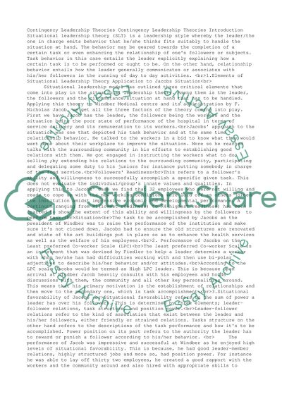 Contingency Leadership Theories