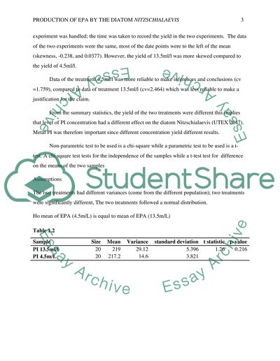 Production of EPA by the Diatom