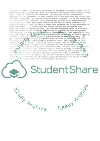 Qualitative and Quantitative Risk Management