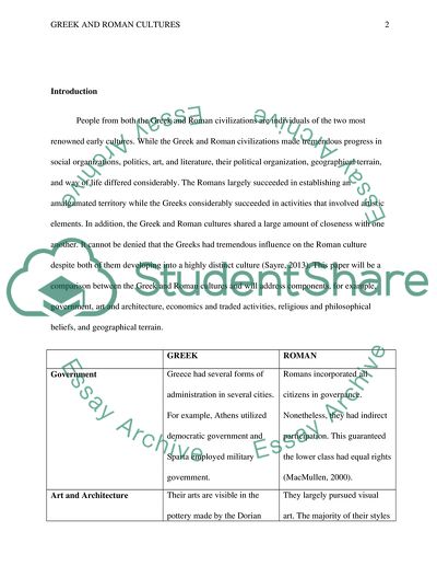 Greek and Roman Cultures