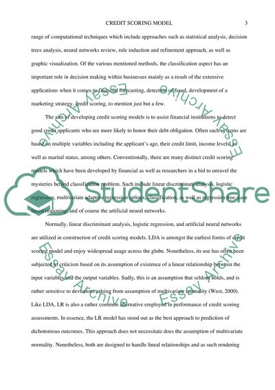 Credit scoring model