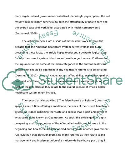 Health Systems Reaction Paper