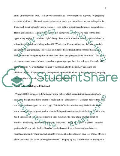 Social Policy and Childhood Play