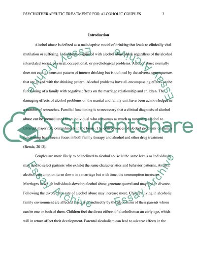 Alcohol Abuse and Psychotherapeutic Treatment for Couples