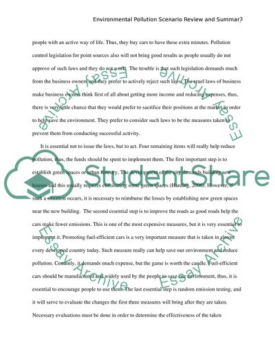 Environmental Pollution Scenario Review and Summary