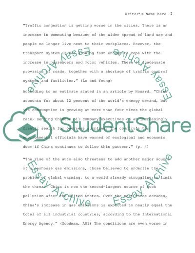 Increasing Cars Problem in China