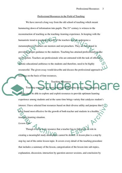 Professional Resources in the Field of Teaching