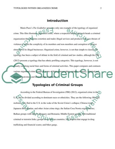 Typologies within organized crime