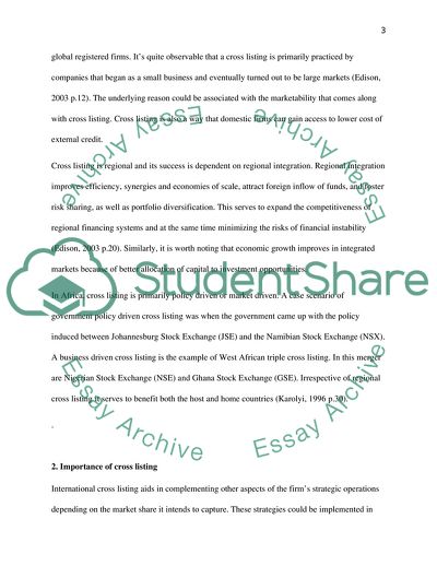 Analysis of Cross Listing Benefits and Risks Associated
