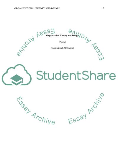 Human Resources- Organizational Theory and Design