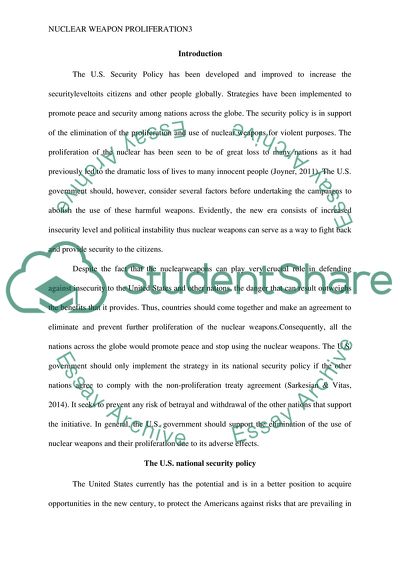 U.S. Security Policy and Nuclear Proliferation