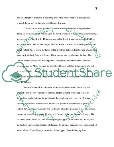 Friendship in A Passage to India