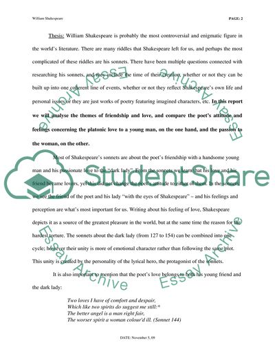 Shakespeares sonnets - choose image/theme