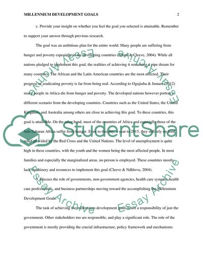 Question and answer WHO millennium developement goals