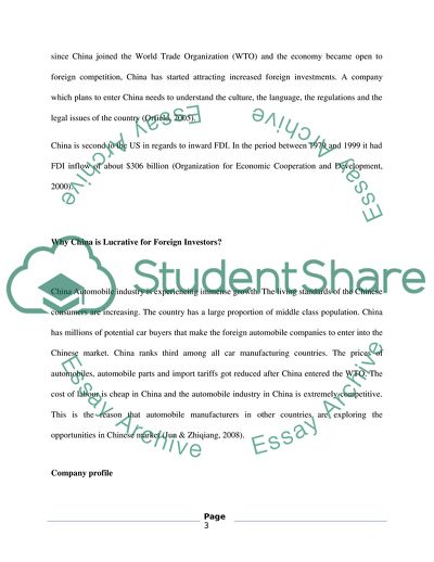 Market Entry into China