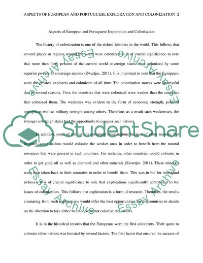 Aspects of European and Portuguese Exploration and Colonization