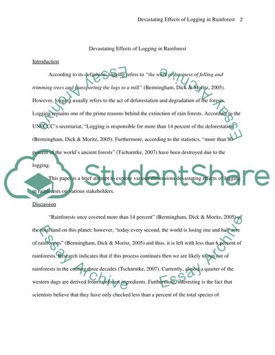 The devestating effects of logging in the rainforest