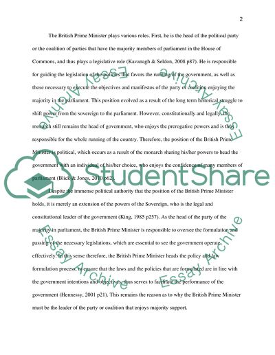 The Role of British Prime Minister