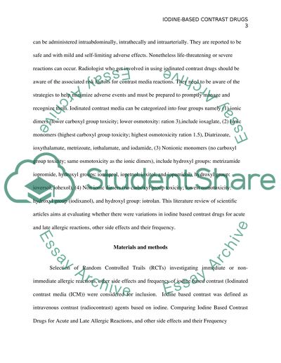 Comparing Iodine Based Contrast Drugs for Acute and Late Allergic Reactions