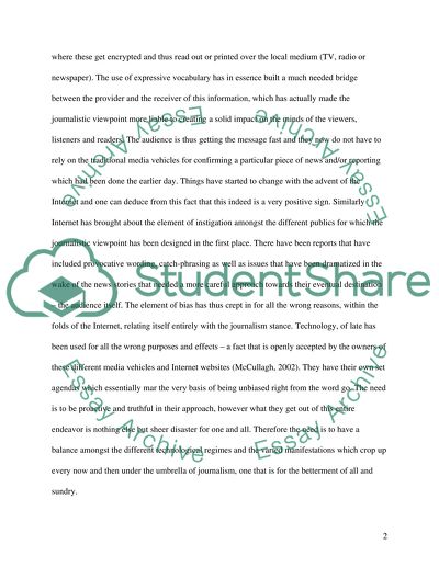 Journalism, Technology and the Internet