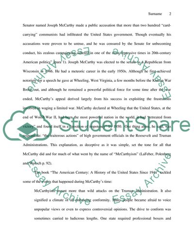 McCarthyism in the Early 50s