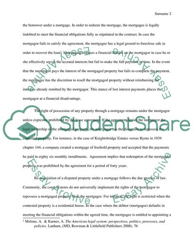 The Rights and Duties of Mortgagees and Mortgagors