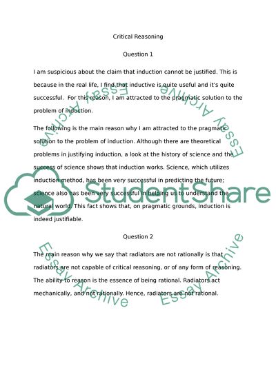 Critical reasoning (this is almost running tandem with my Phil of science)