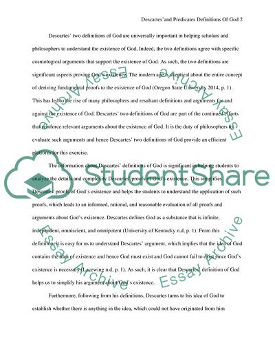 Significance of Descartes Two Definition of God