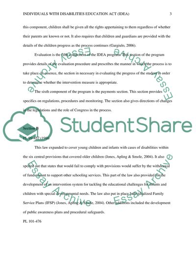 Analysis of Individuals with Disabilities Education Act