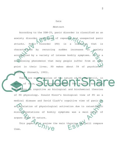 Cognitive and Biological Approaches to Panic Disorder