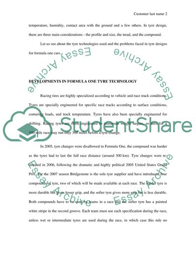 Design Considerations for a Racecar Tyre