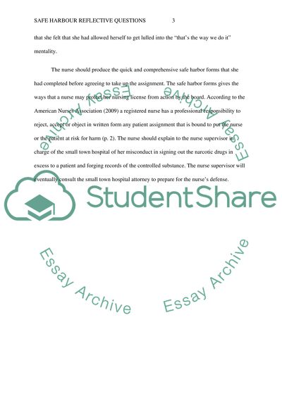 Safe Harbor Reflection Assignment and discussion