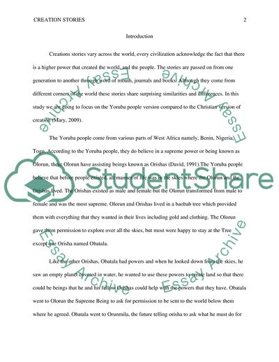 Comparison of the Christian and the Yoruba Creation Stories