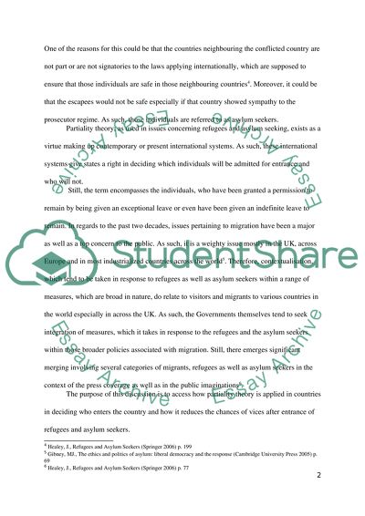 Application of Partiality Theory and Migrants in a Country