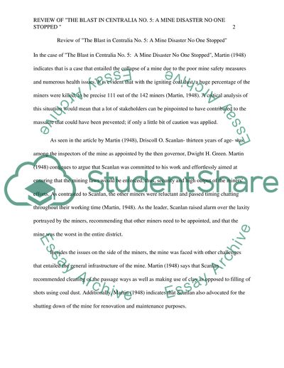 Review of The Blast in Centralia No. 5