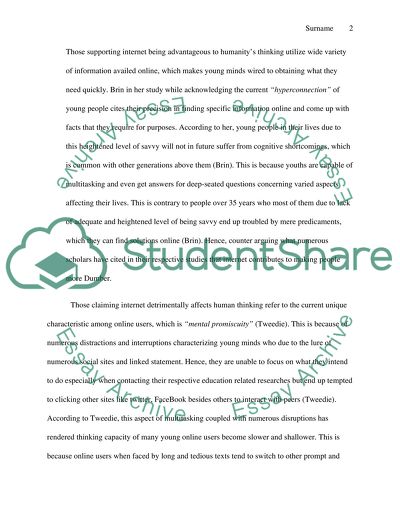 Issue Report : All sides: The impact of the internet on thinking