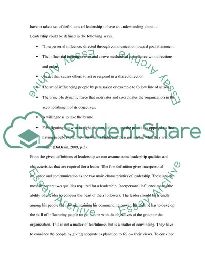 Analysis of Leaders Characteristic