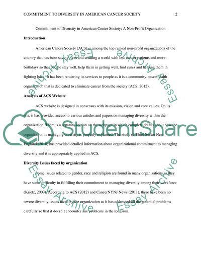 Commitment to Diversity in American Cancer Center Society