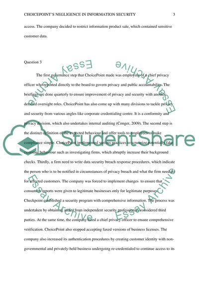 Impacts of ChoicePoints Negligence in Information Security