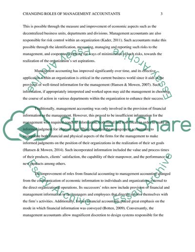 Changing Roles of Management Accountants