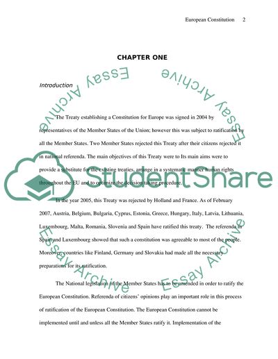 Ratification of European Constitution for the European Union