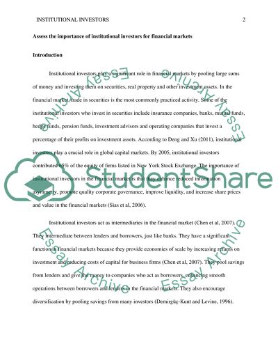 Dissertation on role of institutional investors