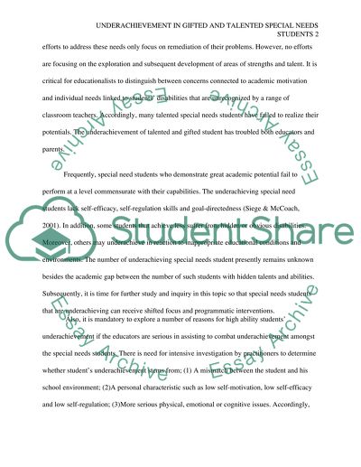 Underachievement in Gifted and Talented Students with Special Needs