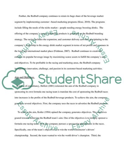 The Redbull Company in Sponsoring Formula One Racing Team: Marketing Strategies