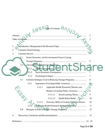 Raising Awareness to Reduce Teenage Pregnancy in Health Promotion