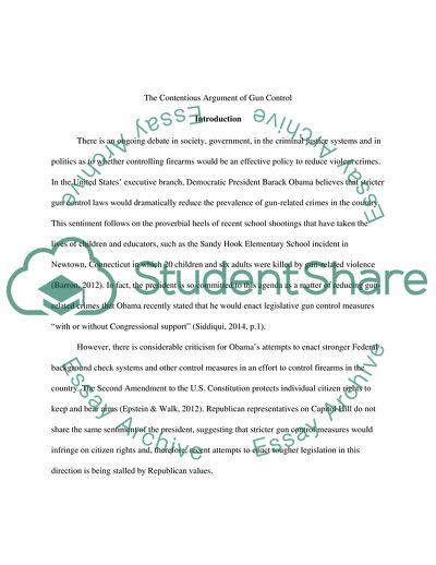 The Contentious Argument of Gun Control