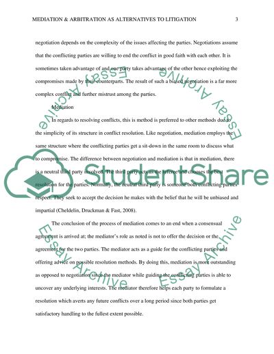 Mediation and Arbitration as Alternatives to Litigation