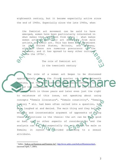 The Role of Feminist Art in 20 Century